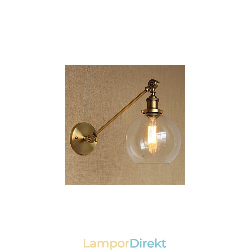 Iron Glas Brons Mässing Arm Style Retro Creative American Country Hall Sovrum Vägglampa