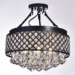 Traditionell Klassisk Kristallmålning Metall Flush Mount