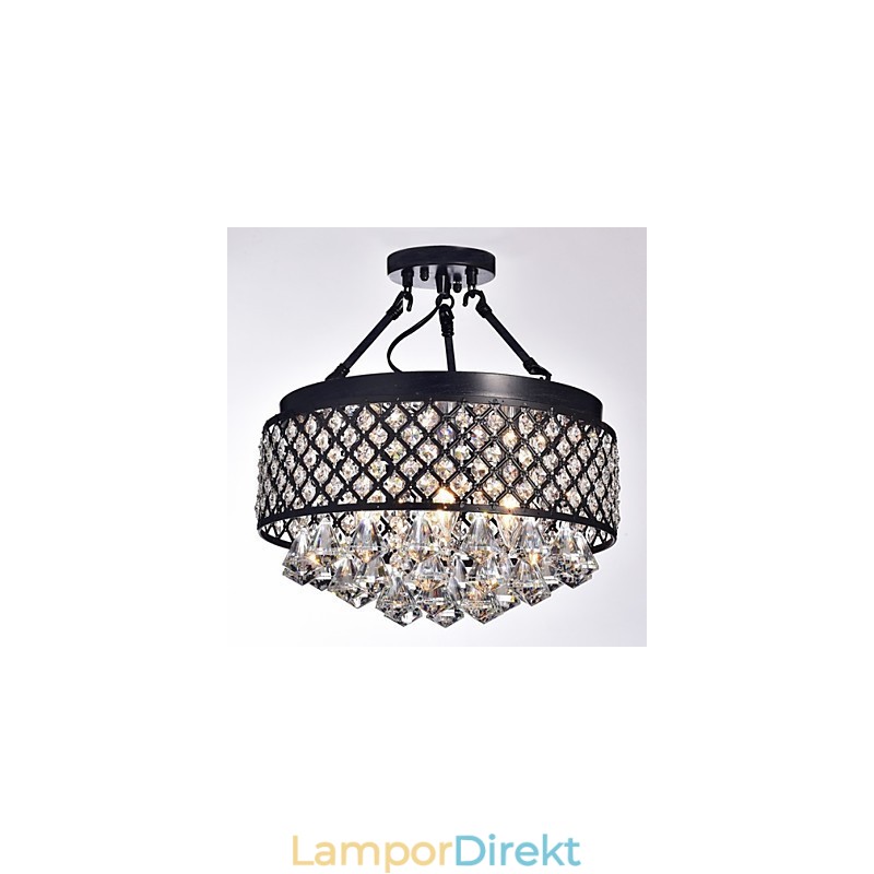Traditionell Klassisk Kristallmålning Metall Flush Mount