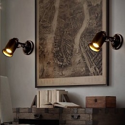 Vintage Vägglampa Industriell Svart Smidesjärn Vägglampa Retro Econce Fixturedison Lampa Korridor Väggbelysning