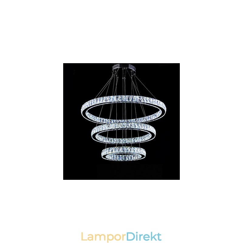Kristall Taklampa Modern Belysning Tre Ringar D406080 K9 Stora Taklampor I Kristall