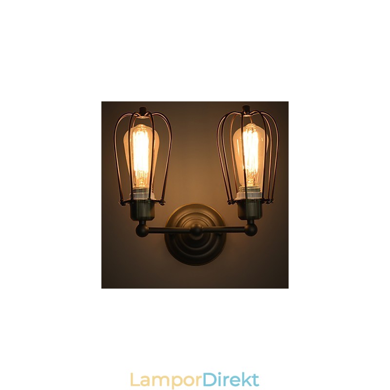 Loft American Country Iron Art Antik Vägglampa Industrilampor