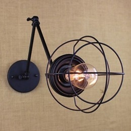 Style Bed Hotel Eestaurant Project Iron Arm Double Retro Vintage Black Belt Vägglampa Switch