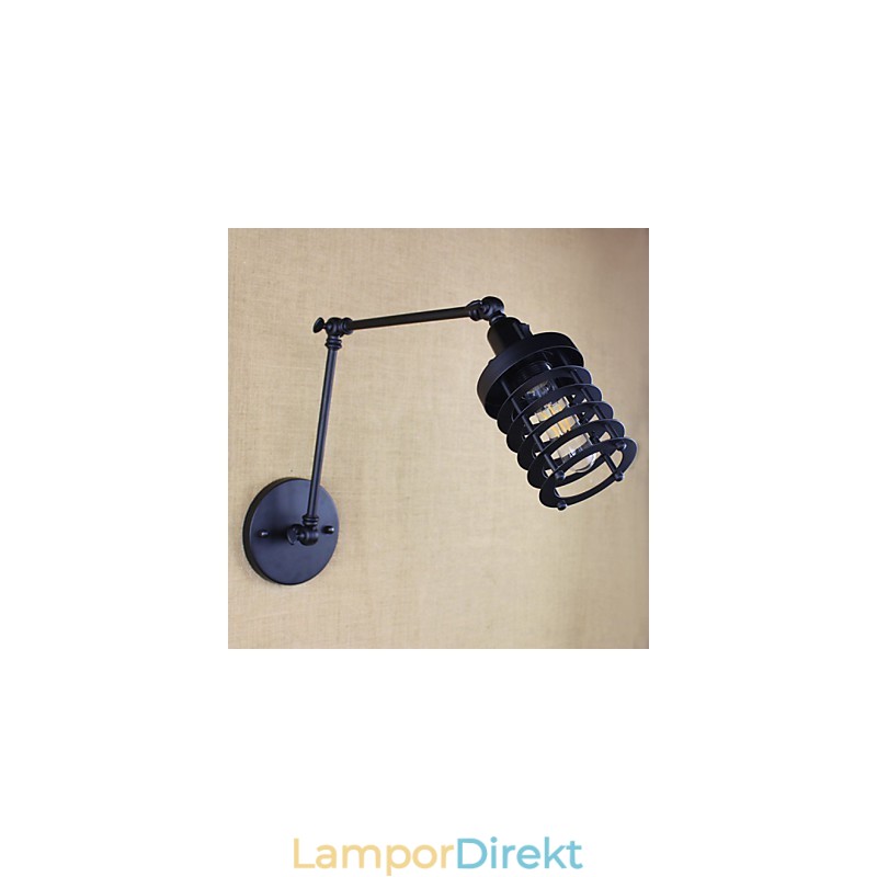 Style Bed Hotel Eestaurant Project Iron Arm Double Retro Vintage Black Belt Vägglampa Switch