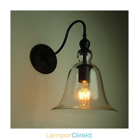 Vintage Vägglampa One Light Stål Och Glas Vintage Vägglampa One Light Stål Och Glas