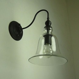 Vintage Vägglampa One Light Stål Och Glas