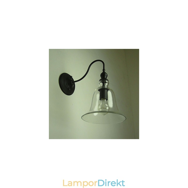 Vintage Vägglampa One Light Stål Och Glas