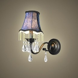 Crystal Vägglampa Med Tyg Lampskärm Bästsäljande I Europa Och Usa