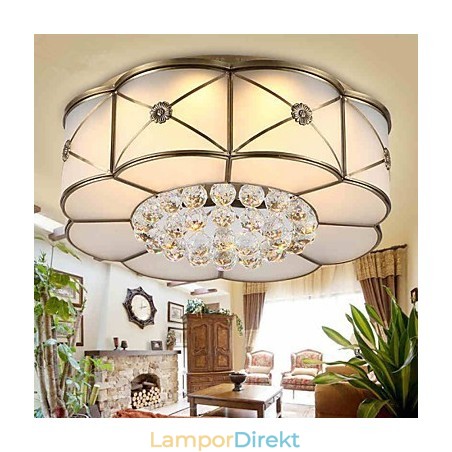 Traditionell Klassisk Rustik Lodge Mässing Metall Flush Mount