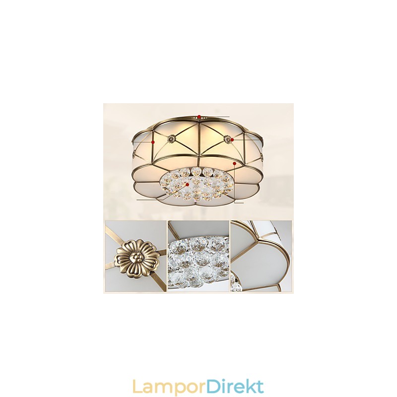 Traditionell Klassisk Rustik Lodge Mässing Metall Flush Mount