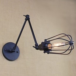Style Bed Hotel Eestaurant Project Iron Arm Double Retro Vintage Black Belt Vägglampa Switch