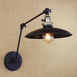 Amerikansk Minimalistisk Industrijärn Långarmad Vägglampa Med Strömbrytare