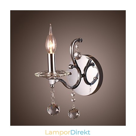 Silverfärgad Kristallvägglampa Med 1 Lampa Silverfärgad Kristallvägglampa Med 1 Lampa