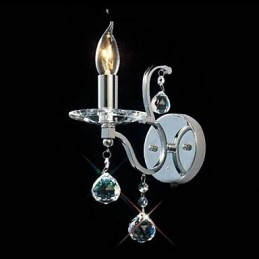 Silverfärgad Kristallvägglampa Med 1 Lampa