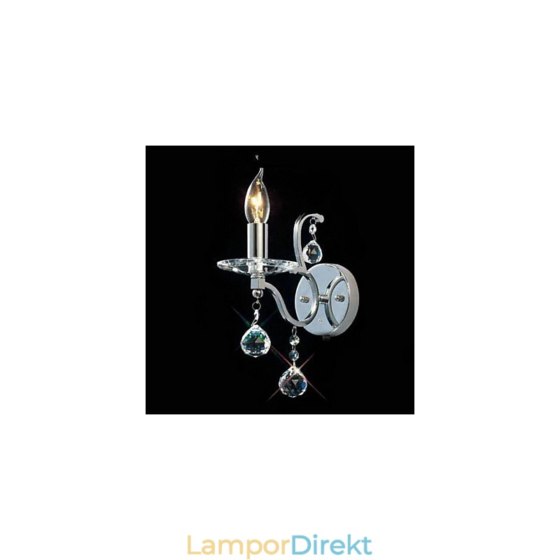 Silverfärgad Kristallvägglampa Med 1 Lampa
