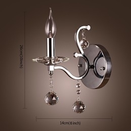Silverfärgad Kristallvägglampa Med 1 Lampa