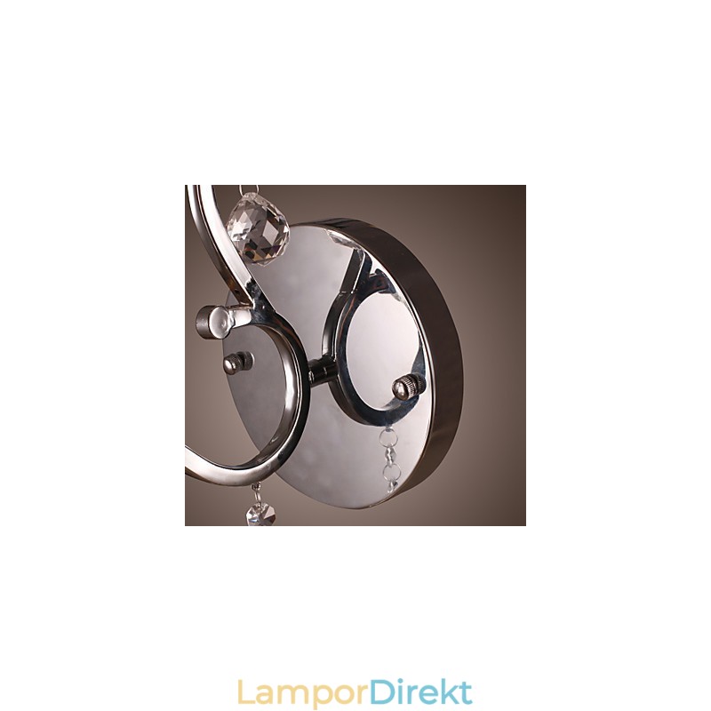 Silverfärgad Kristallvägglampa Med 1 Lampa
