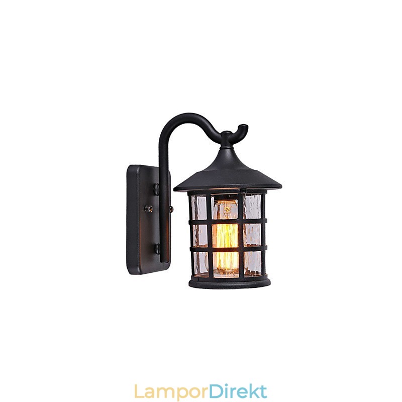 Antik Rustik Järn Vattentät Utomhus Vägglampa Vintage Lykta Ljus Rostig Mattsvart Korridor Hall Vägglampa