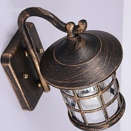Antik Rustik Järn Vattentät Utomhus Vägglampa Vintage Lykta Ljus Rostig Mattsvart Korridor Hall Vägglampa