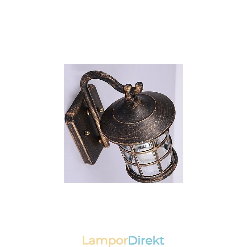 Antik Rustik Järn Vattentät Utomhus Vägglampa Vintage Lykta Ljus Rostig Mattsvart Korridor Hall Vägglampa