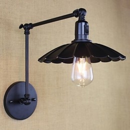 Sovrum Sänglampa Hotell Engineering Restaurant Retro Matt Svart Bälte Lång Arm Dubbel Switch Vägg