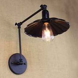 Sovrum Sänglampa Hotell Engineering Restaurant Retro Matt Svart Bälte Lång Arm Dubbel Switch Vägg