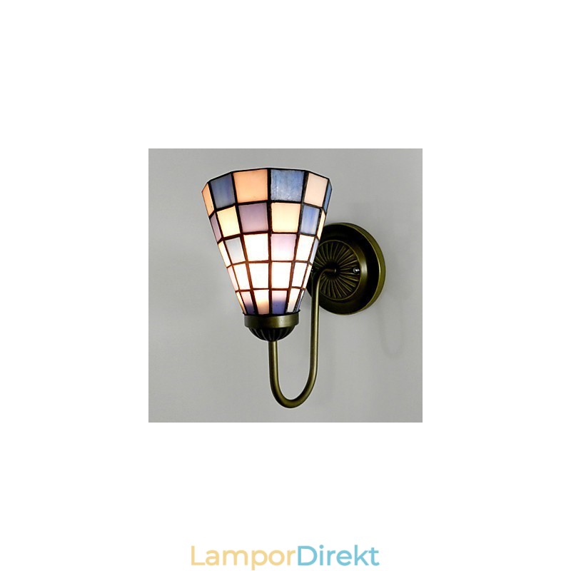 15 Cm Samtida Och Kontrakterad Glasmålning Lampa Vägglampa Inn Blå Och Vita Fyrkanter Ljus