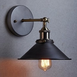 Industriell Vintage Edison Enkelhet 1 Ljus Väggmonterad Matsal Studierum Kontor Hall Metall Vägg Sconce