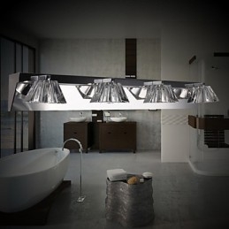 Modern Vägglampa Med Glasskärm 4 Ljus Spegel Fram