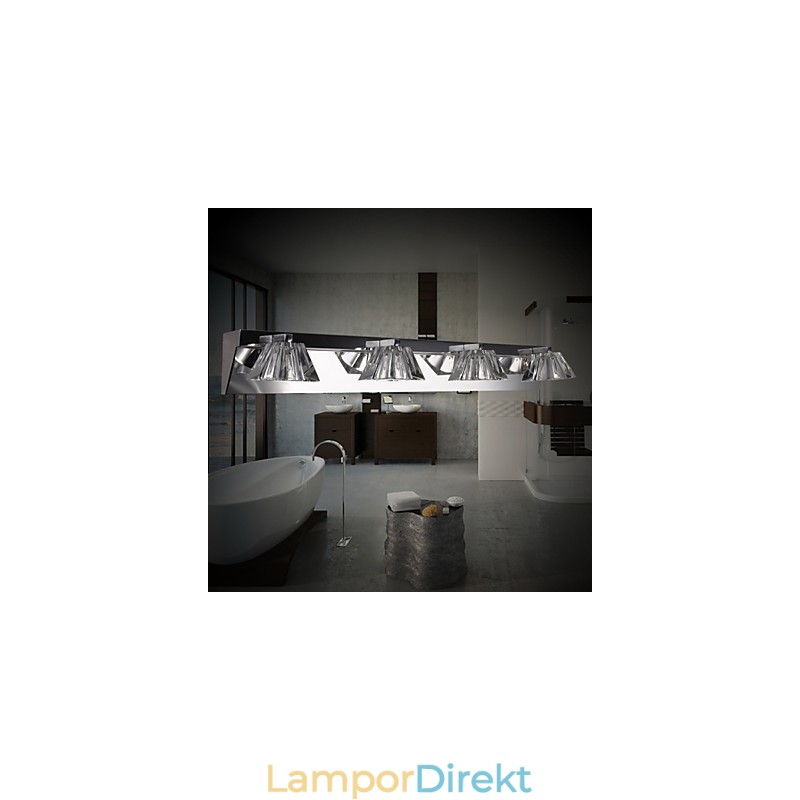 Modern Vägglampa Med Glasskärm 4 Ljus Spegel Fram
