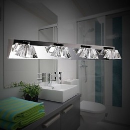 Modern Vägglampa Med Glasskärm 4 Ljus Spegel Fram