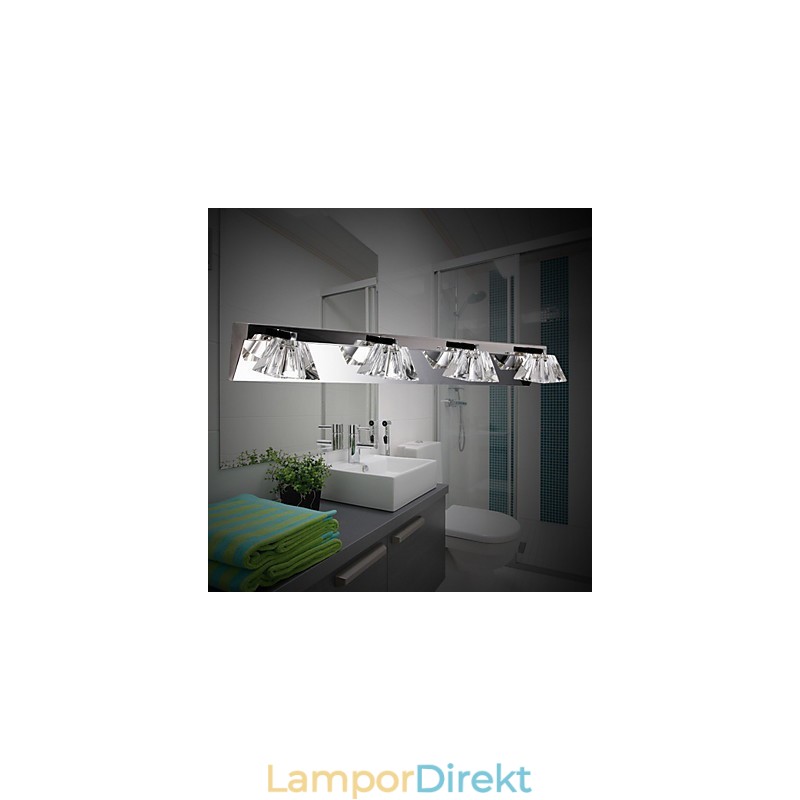 Modern Vägglampa Med Glasskärm 4 Ljus Spegel Fram