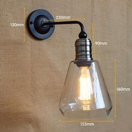 Medelhavet Amerikansk Lantlig Stil Transparent Glasvägglampa