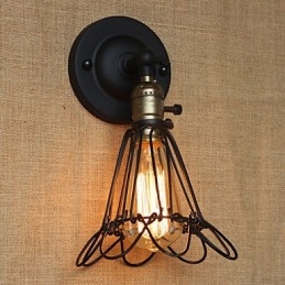 Amerikansk Industriell Stil Dekorativ Vägglampa Iron Mesh Staket