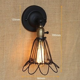 Amerikansk Industriell Stil Dekorativ Vägglampa Iron Mesh Staket