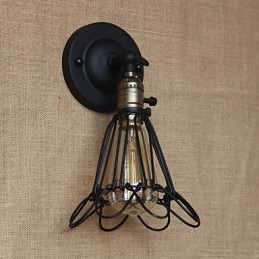 Amerikansk Industriell Stil Dekorativ Vägglampa Iron Mesh Staket