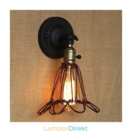 Amerikansk Industriell Stil Staket Järnnät Röd Brons Dekorativ Vägglampa Amerikansk Industriell Stil Staket Järnnät Röd Brons Dekorativ Vägglampa