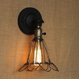 Amerikansk Industriell Stil Staket Järn Mesh Brons Dekorativa Vägglampa
