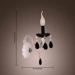 Svart Kristallvägglampa Med Ljusglödlampa