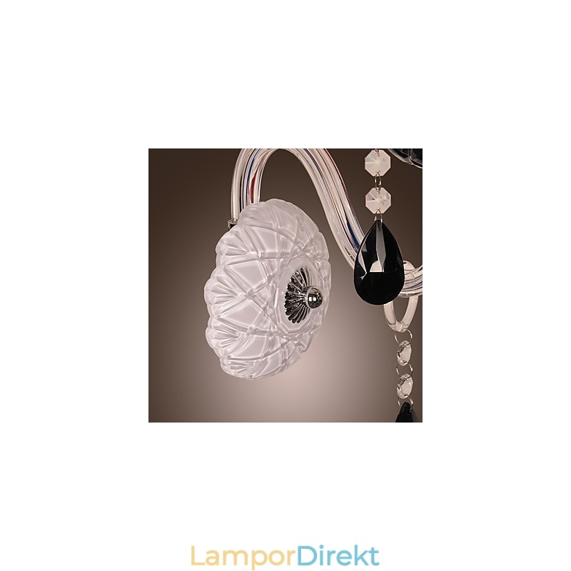 Svart Kristallvägglampa Med Ljusglödlampa