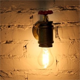 Vintage Industrial Water Pipe Vägglampor Loft Edison Light För Bar Restaurang Väggarmaturer Belysning
