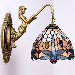 Europeiska Kontrakterade Landsbygdens Kreativa Smidesjärn Vägglampa Glas Ljus