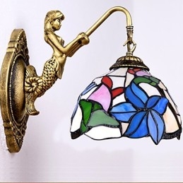 Europeiska Kontrakterade Landsbygdens Kreativa Smidesjärn Vägglampa Glas Ljus
