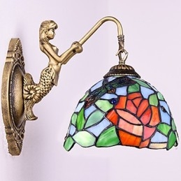 Europeiska Kontrakterade Landsbygdens Kreativa Smidesjärn Vägglampa Glas Ljus