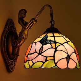 Europeiska Kontrakterade Landsbygdens Kreativa Smidesjärn Vägglampa Glas Ljus