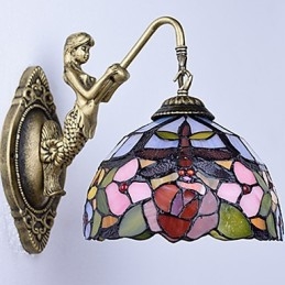 Europeiska Kontrakterade Landsbygdens Kreativa Smidesjärn Vägglampa Glas Ljus