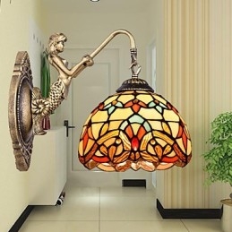 Europeiska Kontrakterade Landsbygdens Kreativa Smidesjärn Vägglampa Glas Ljus
