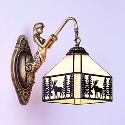 Christmas Deer Europeiska Kontrakterade Landsbygdens Kreativa Smidesjärn Vägglampa Glas Ljus