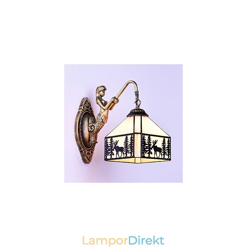 Christmas Deer Europeiska Kontrakterade Landsbygdens Kreativa Smidesjärn Vägglampa Glas Ljus