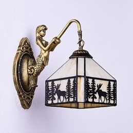 Christmas Deer Europeiska Kontrakterade Landsbygdens Kreativa Smidesjärn Vägglampa Glas Ljus